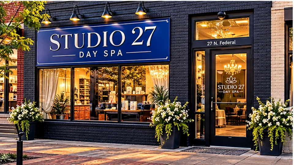 Original artistic visualization inspired by the Studio 27 building and wellness services; not a documentary photograph of Knot Therapy Massage